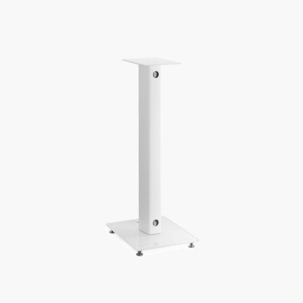 With its simple lines and two black or white finishes, the S04 stand fits perfectly into any interior. The base features adjustable spikes, which provide excellent stability. The integrated cable routing in the rear tube ensures optimal installation quality and maximum discretion.