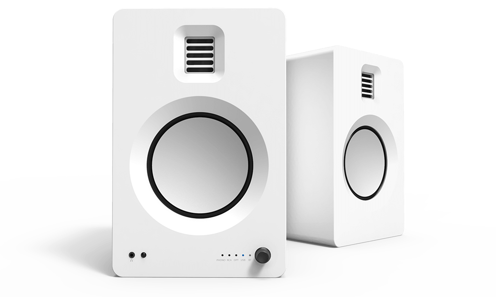 White online powered speakers